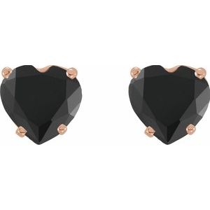14K Rose Gold Natural Onyx Heart Earrings – image 2