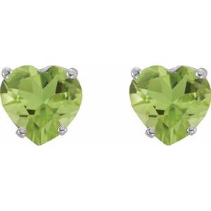 Platinum Natural Peridot Heart Earrings – image 2