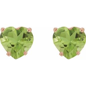14K Rose Gold Natural Peridot Heart Earrings – image 2