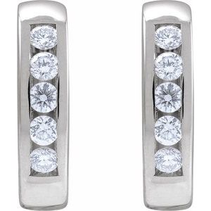 14K White Gold 1/3 CTW Natural Diamond 14 mm Hinged Hoop Earrings