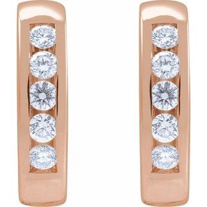 14K Rose Gold 1/3 CTW Natural Diamond 14 mm Hinged Hoop Earrings – image 2