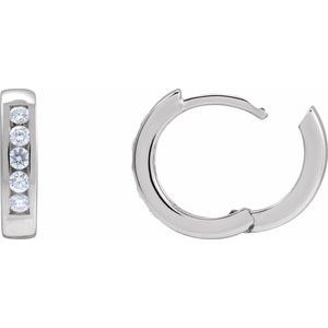 Platinum 1/3 CTW Natural Diamond 14 mm Hinged Hoop Earrings