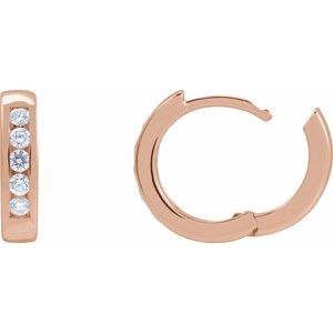 14K Rose Gold 1/3 CTW Natural Diamond 14 mm Hinged Hoop Earrings