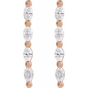 14K Rose Gold 1/6 CTW Natural Diamond Bar Earring – image 2