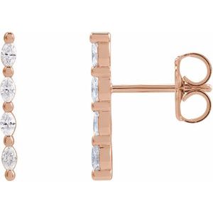 14K Rose Gold 1/6 CTW Natural Diamond Bar Earring