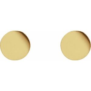 14K Yellow 5 mm Engravable Disc Earrings