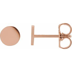 14K Rose 5 mm Engravable Disc Earrings