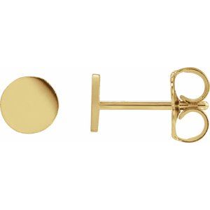 14K Yellow 5 mm Engravable Disc Earrings