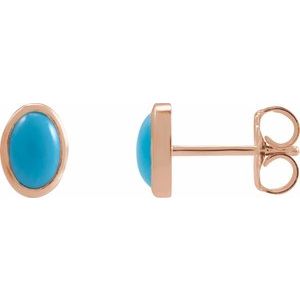 14K Rose Gold Natural Turquoise Earrings