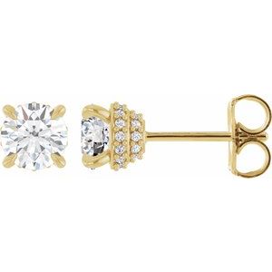 14K Rose Gold 4.5 mm Round Hidden Halo-Style Stud Earring Mounting – image 3