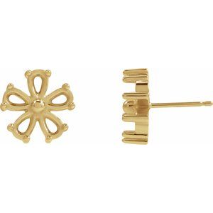 14K Yellow Gold 5x3 mm Pear Earring Mounting