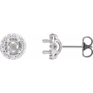Sterling Silver 3.5 mm Round 1/10 CTW Natural Diamond Semi-Set Earrings