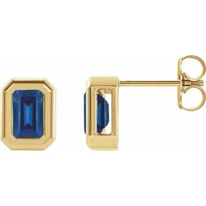 14K White Gold 8x6 mm Emerald Back-Set Bezel Earring Mounting – image 2