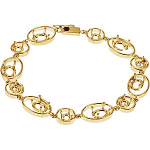 14K Yellow Gold 8x6 mm Oval Geometric Link 7 1/2" Bracelet Mounting