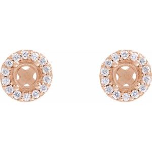 14K Rose Gold 4 mm Round 1/8 CTW Natural Diamond Semi-Set Earrings – image 2