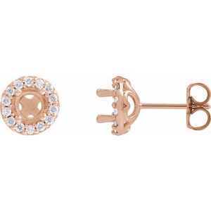 14K Rose Gold 4 mm Round 1/8 CTW Natural Diamond Semi-Set Earrings