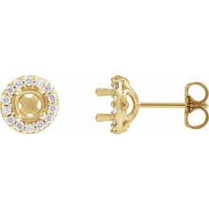 14K Yellow Gold 4 mm Round 1/8 CTW Natural Diamond Semi-Set Earrings