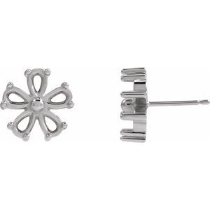 14K White Gold 5x3 mm Pear Earring Mounting