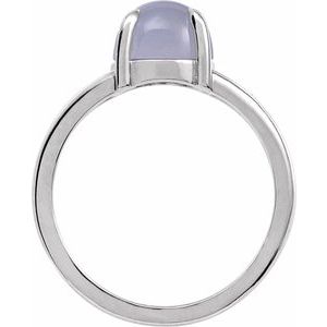 14K White Gold Natural Chalcedony Cabochon Ring
