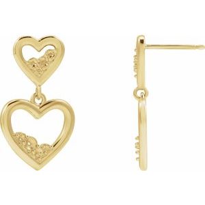 14K Yellow Gold Accented Left Heart Earring Mounting