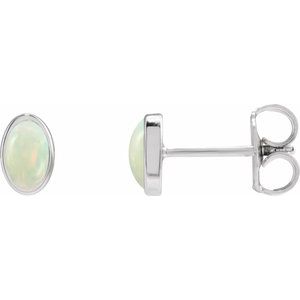 14K White Gold Lab-Grown White Opal Earrings