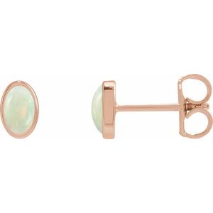 14K Rose Gold Lab-Grown White Opal Earrings