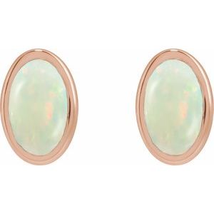 14K Rose Gold Lab-Grown White Opal Earrings – image 2