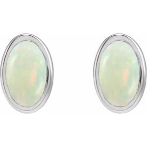 14K White Gold Lab-Grown White Opal Earrings – image 2