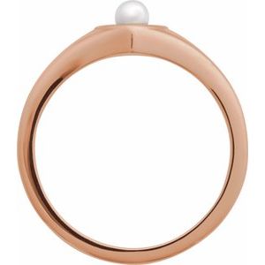 14K Rose Gold Cultured White Akoya Pearl Heart Ring