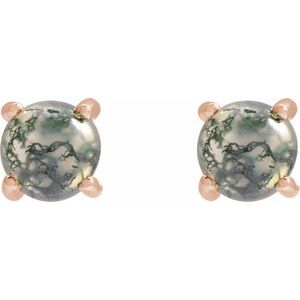 14K Rose Gold Natural Moss Agate Earrings – image 2