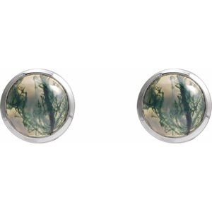 Sterling Silver Natural Moss Agate Earrings – image 2