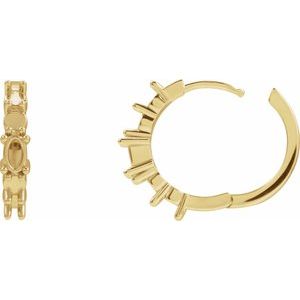 14K Yellow Gold 5x3 mm Oval Accented 19.6 mm Hoop Earring Mounting – image 3