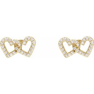 14K Yellow Gold 1/5 CTW Natural Diamond Interlocking Heart Earrings – image 2