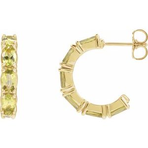 14K Yellow Gold Natural Peridot 18.2 mm Hoop Earrings