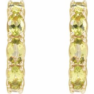 14K Yellow Gold Natural Peridot 18.2 mm Hoop Earrings
