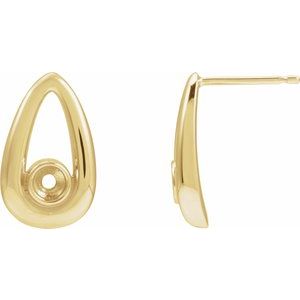14K Yellow Gold 3 mm Round Geometric Earring Mounting