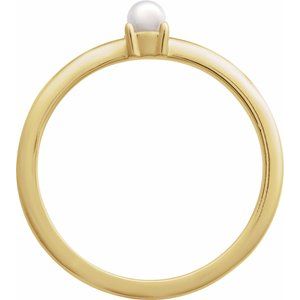 14K Yellow Gold Cultured White Seed Pearl Ring