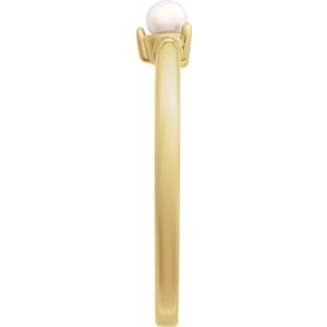 14K Yellow Gold Cultured White Seed Pearl Ring