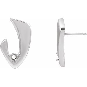14K White Gold 3 mm Accented Right Earring Mounting
