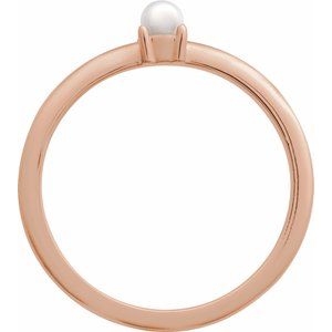 14K Rose Gold Cultured White Seed Pearl Ring