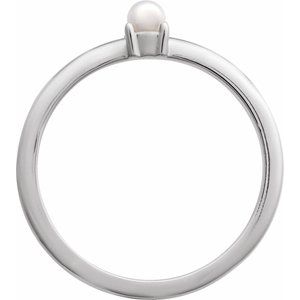 14K White Gold Cultured White Seed Pearl Ring
