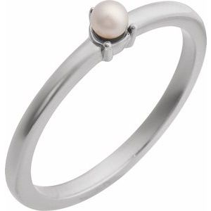 14K White Gold Cultured White Seed Pearl Ring