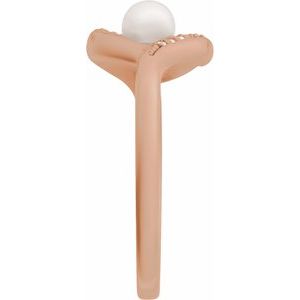 14K Rose Gold Cultured Akoya Pearl & .05 CTW Natural Diamond Ring