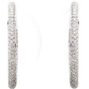 18K White Gold 1 3/4 CTW Natural Diamond Inside-Outside Hinged 32 mm Hoop Earrings – image 2