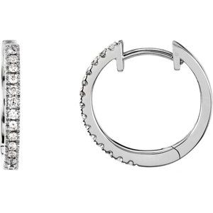 14K White Gold 1/6 CTW Natural Diamond Hinged 14.15 mm Hoop Earrings