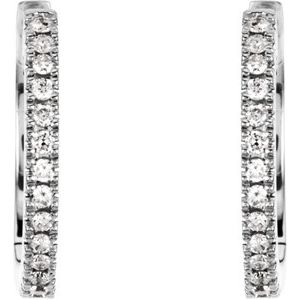 14K White Gold 1/6 CTW Natural Diamond Hinged 14.15 mm Hoop Earrings – image 2