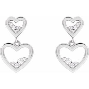 Platinum 1/5 CTW Natural Diamond Heart Earrings – image 2