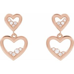 14K Rose Gold 1/5 CTW Natural Diamond Heart Earrings – image 2