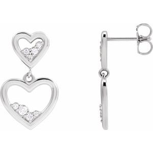 Sterling Silver 1/5 CTW Natural Diamond Heart Earrings