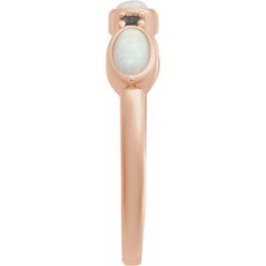 14K Rose Gold Lab-Grown White Opal & Natural London Blue Topaz Stackable Ring